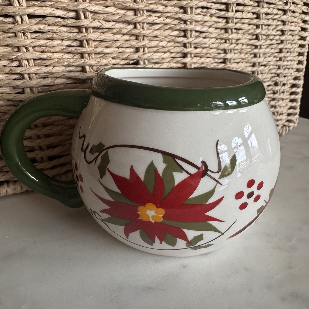Temptations Tara Holiday Red Cardinal Poinsettia Winter Whimsy Coffee Mug 16oz
